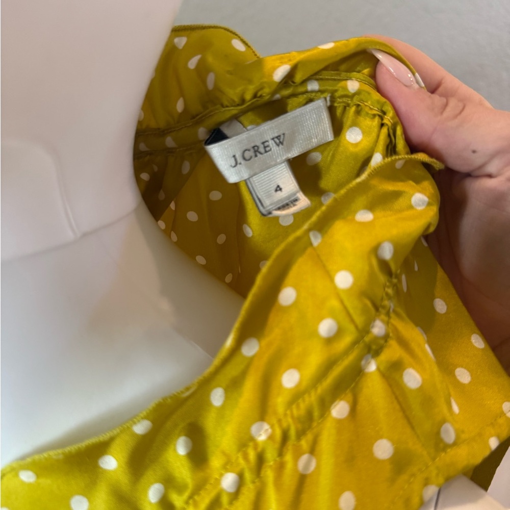 J. Crew Yellow Polka Dot Tie-Neck Sleeveless Top - Picture 2 of 4